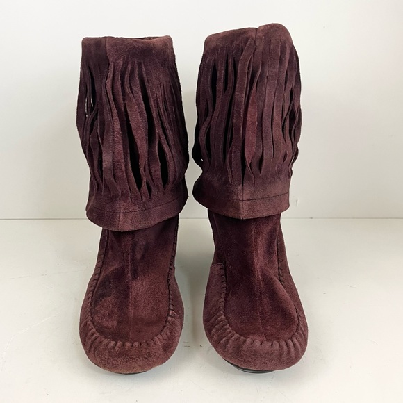 Born Banbury Chianti Suede Leather Fringe Boot Women’s Size 7.5 - Picture 15 of 16